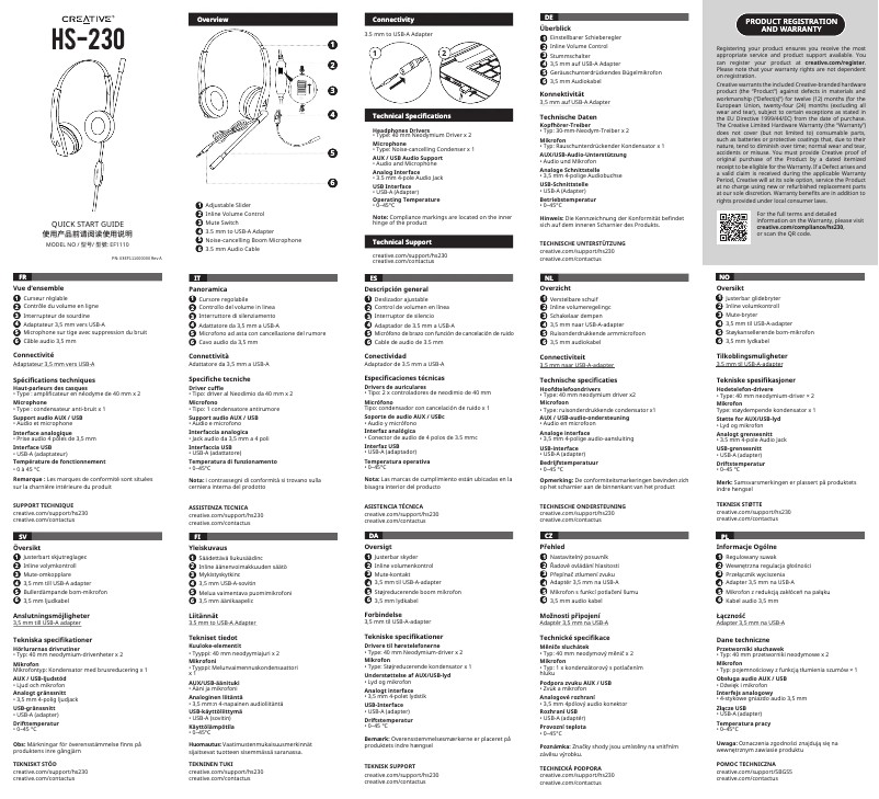 Página 1 del manual Manual de usuario Creative HS-230
