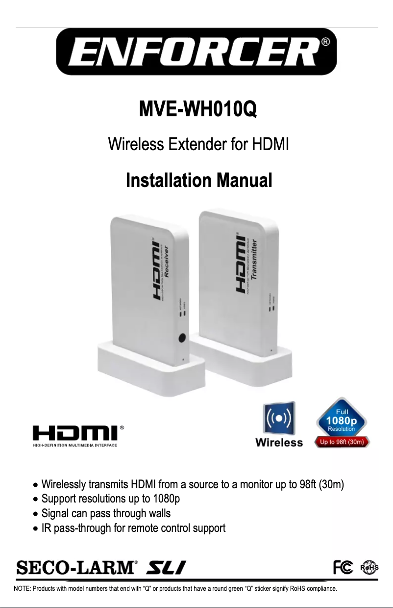 Page 1 de la notice Manuel utilisateur Seco-Larm MVE-WH010Q