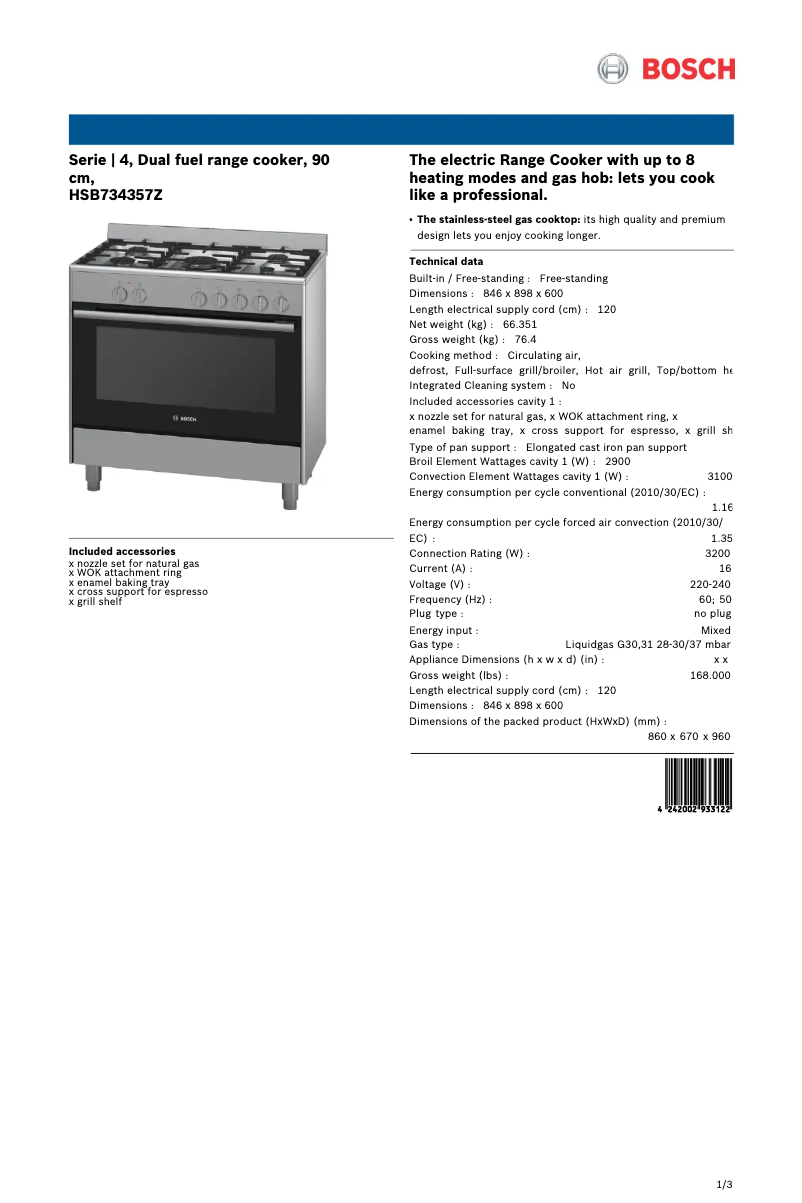 Imagen de la primera página del manual del dispositivo HSB734357Z