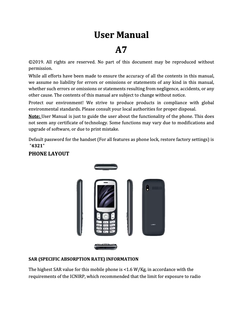 Image de la première page du manuel de l'appareil A7