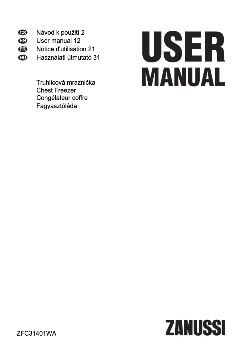 Page n°1 - Manuel utilisateur Zanussi ZFC31401