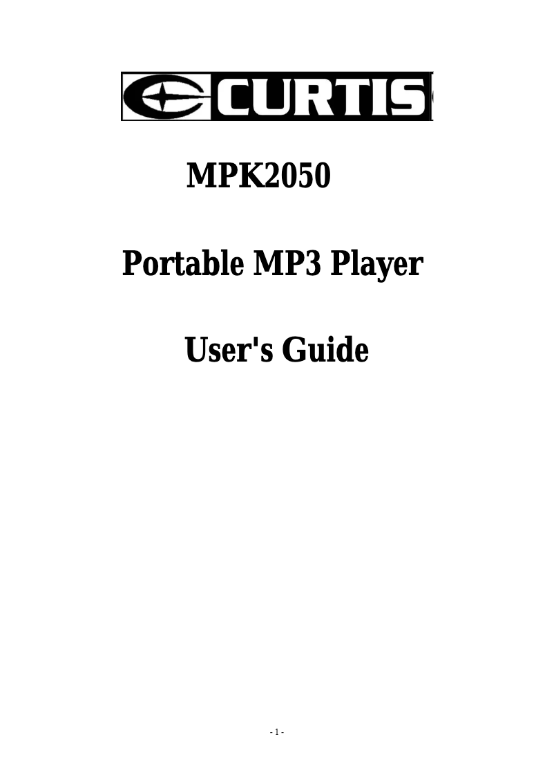Page 1 de la notice Manuel utilisateur Curtis MPK2050
