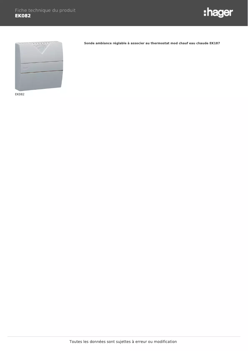 Image de la première page du manuel de l'appareil EK082