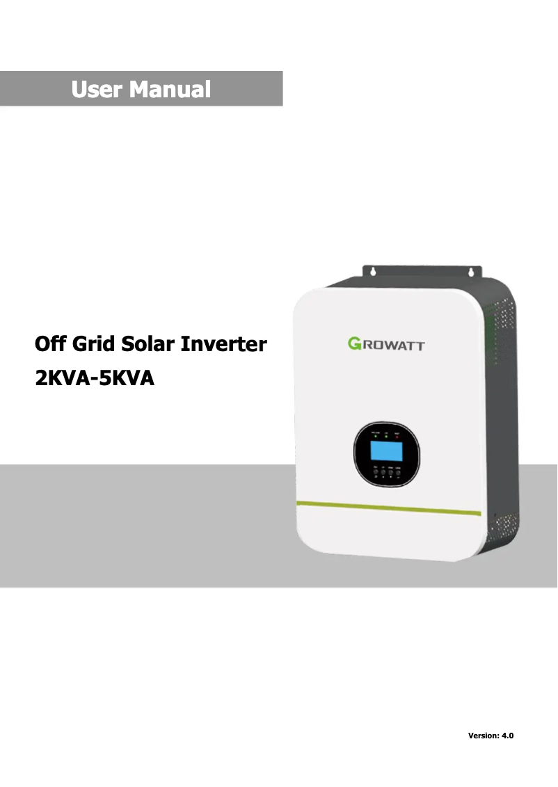 Page 1 de la notice Manuel utilisateur Growatt SPF 3000TL HVM-24