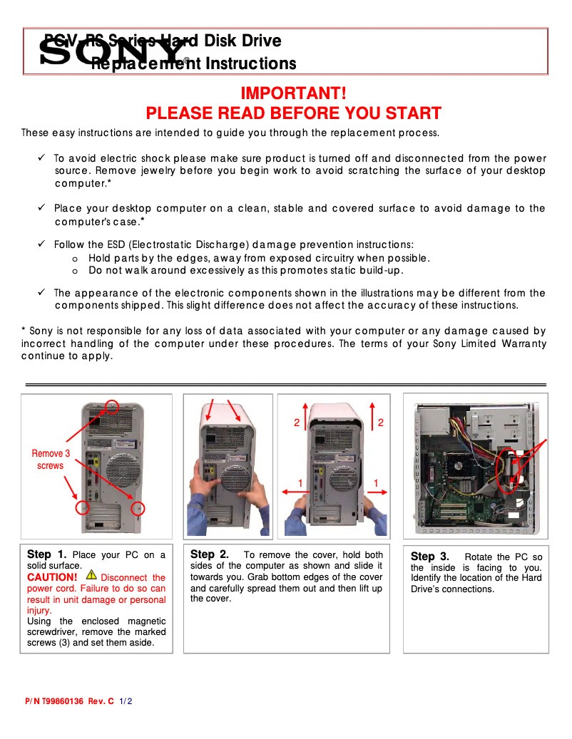 Image de la première page du manuel de l'appareil Vaio PCV-RS35MX