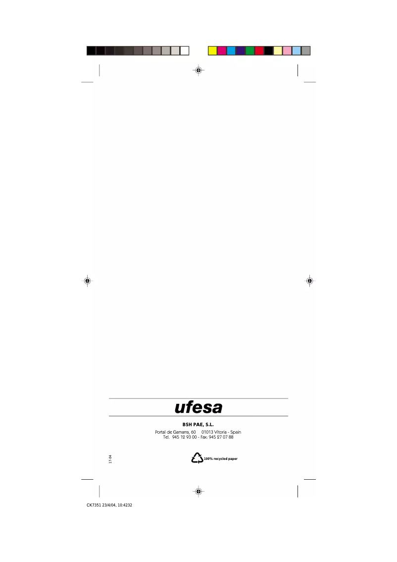 Page n°1 - Manuel utilisateur Ufesa CK7351