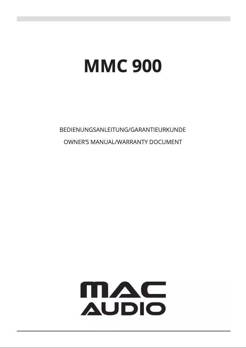 Page n°1 - Manuel utilisateur Mac Audio MMC 900