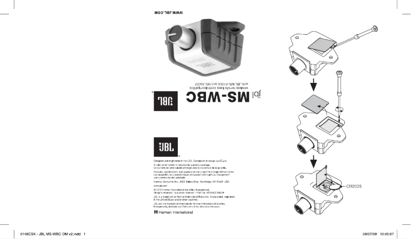 Page 1 de la notice Manuel utilisateur JBL MS-WBC