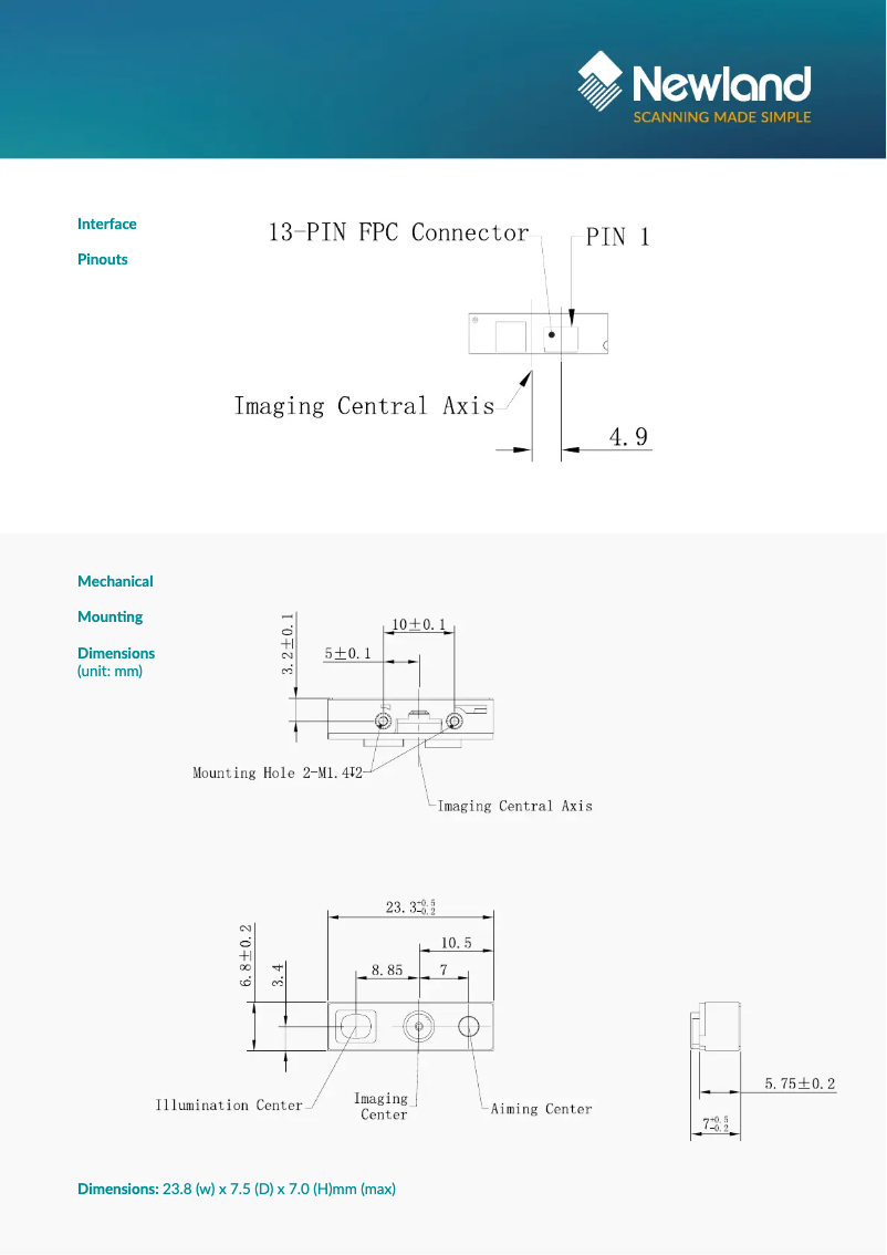 Página 1 del manual Ficha técnica Newland N1-W