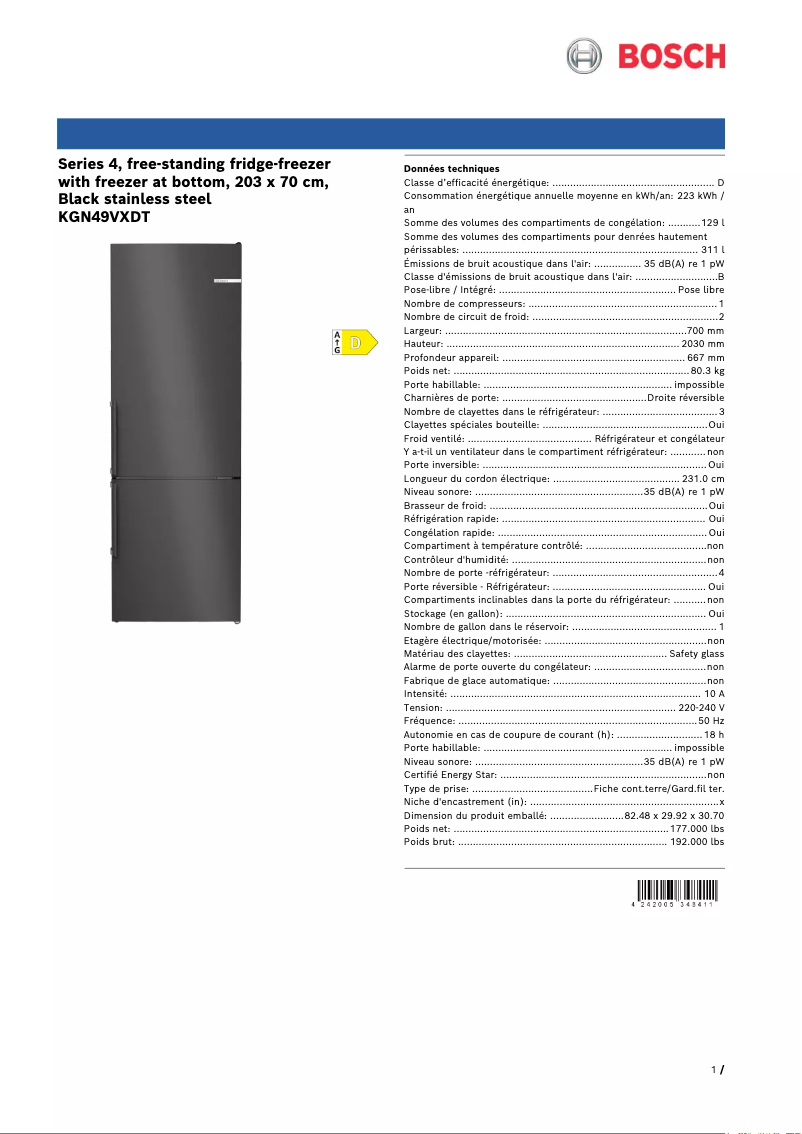 Image de la première page du manuel de l'appareil KGN49VXDT