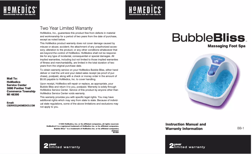 Page n°1 - Manuel utilisateur Homedics BB-1