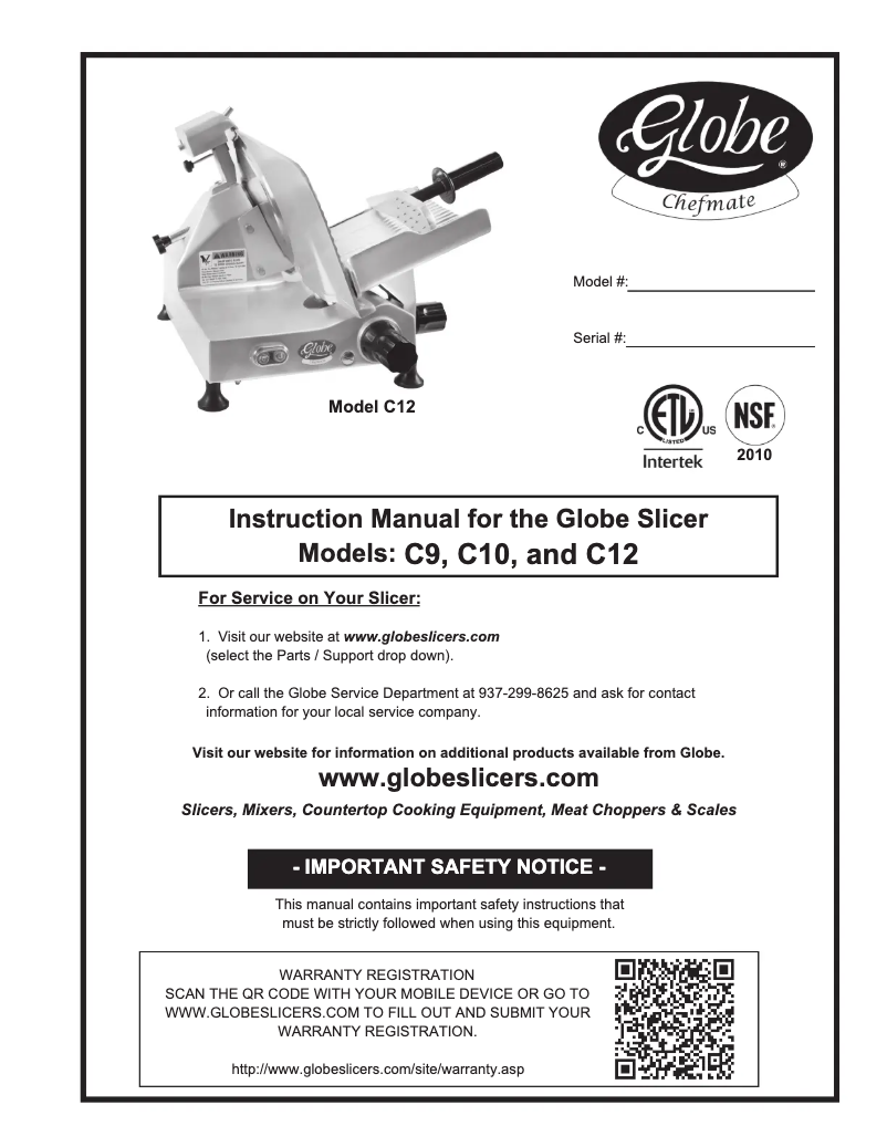 Página 1 del manual Manual de usuario Globe C9X