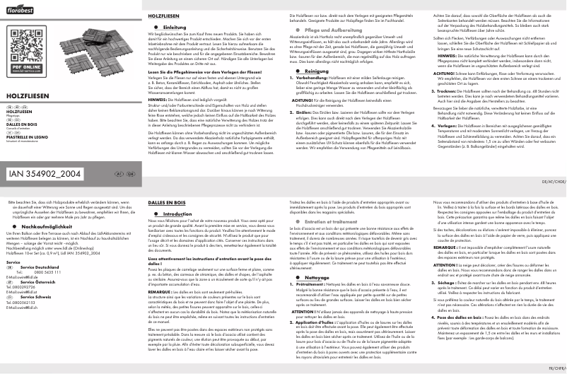 Page 1 de la notice Manuel utilisateur Florabest IAN 354902