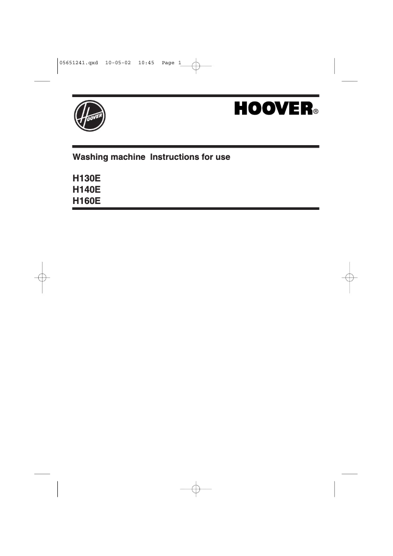 Page n°1 - Manuel utilisateur Hoover H160EUK