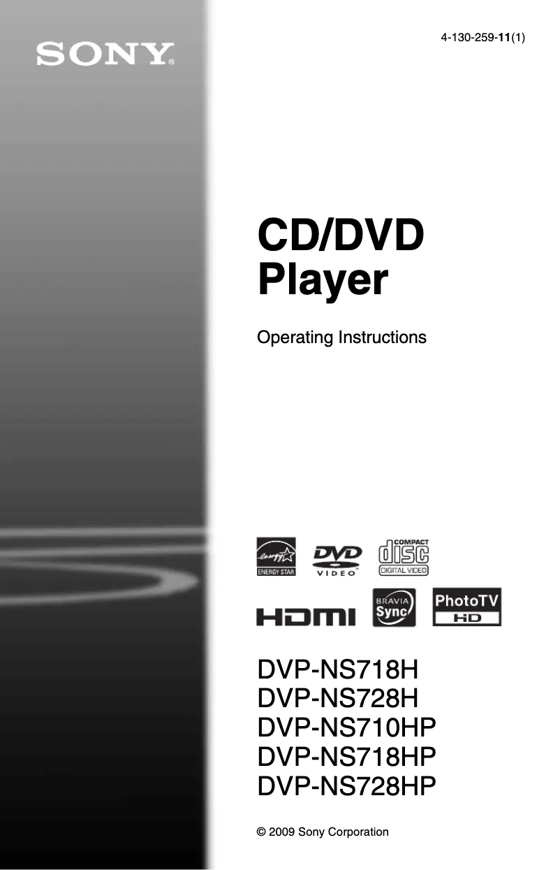 Page 1 de la notice Manuel utilisateur Sony DVP-NS728HP