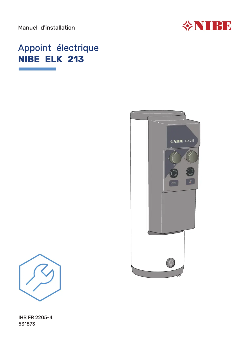 Page 1 de la notice Manuel utilisateur Nibe ELK 213