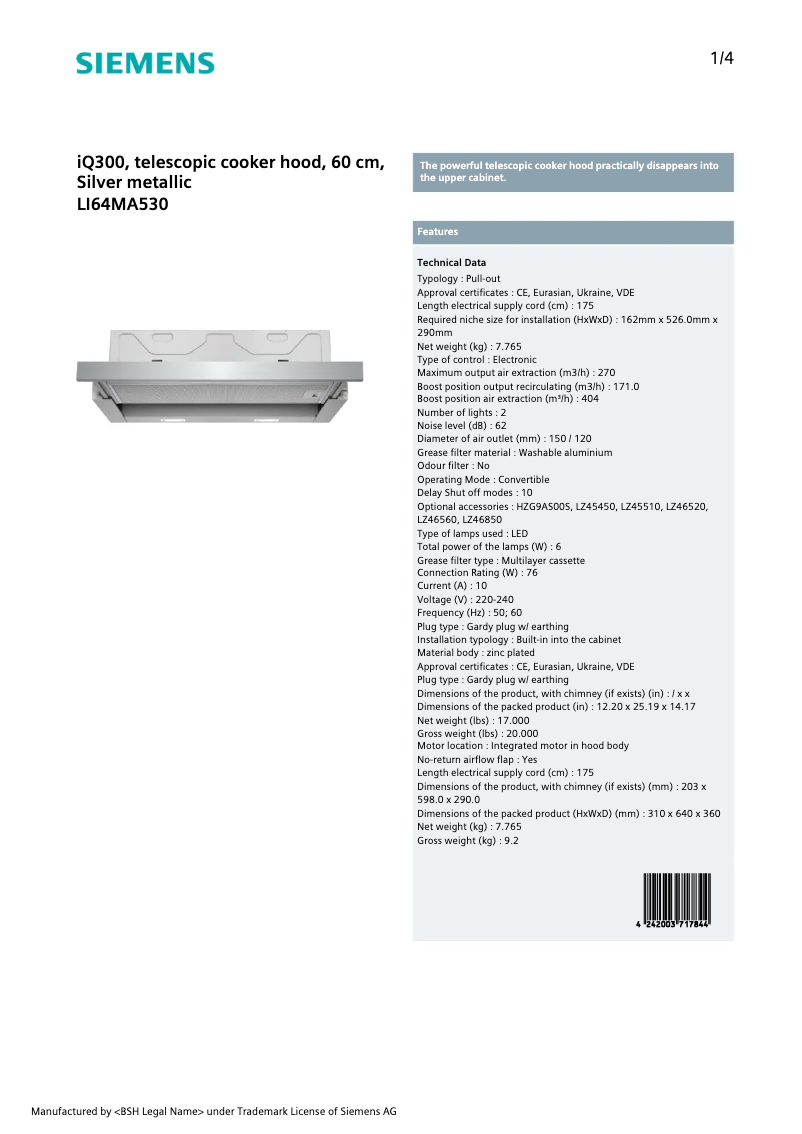 Image de la première page du manuel de l'appareil iQ300 LI64MA530