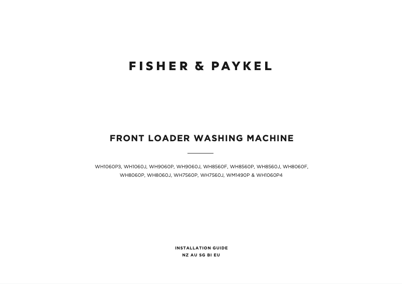 Page n°1 - Guide d'installation Fisher & Paykel WH9060P4