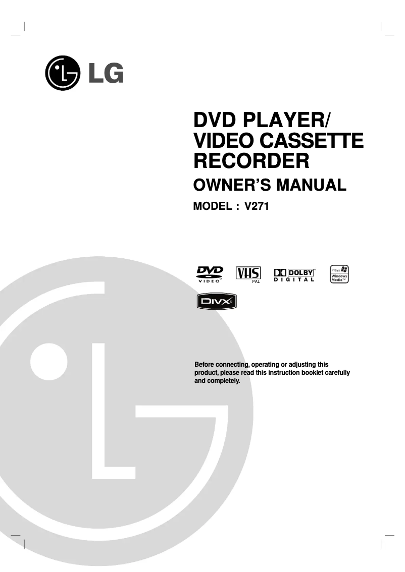 Page n°1 - Manuel utilisateur LG V271-W1