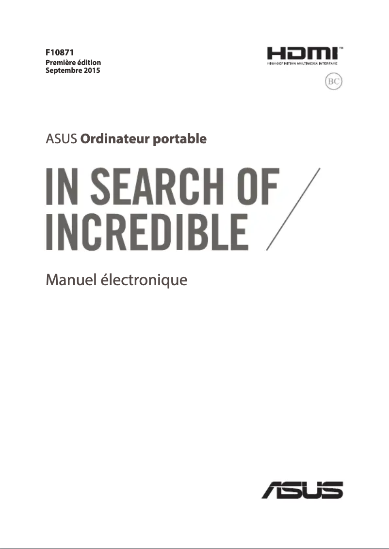 Image de la première page du manuel de l'appareil ROG G501VW
