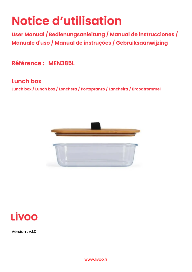 Page n°1 - Manuel utilisateur Livoo MEN385L