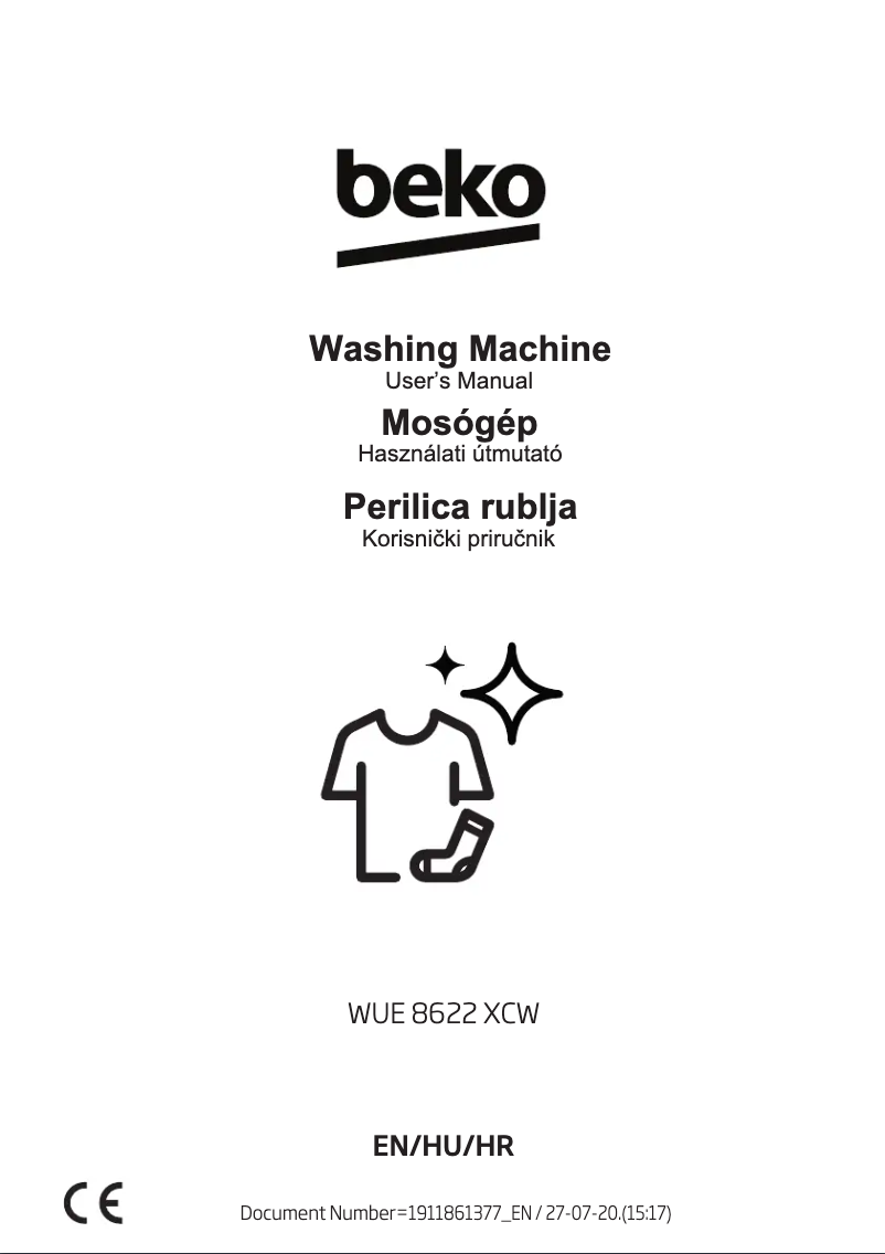 Page 1 de la notice Manuel utilisateur Beko WUE 8622 XCW