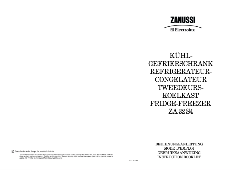 Page 1 de la notice Manuel utilisateur Zanussi-Electrolux ZA32S4