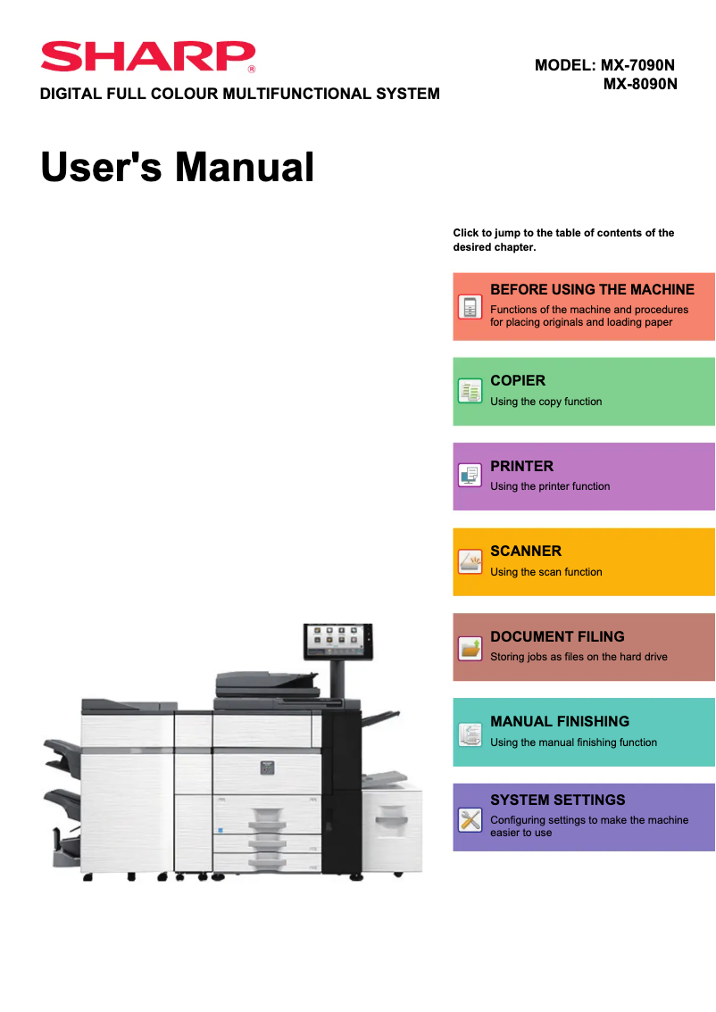 Page 1 de la notice Manuel utilisateur Sharp MX-8090N