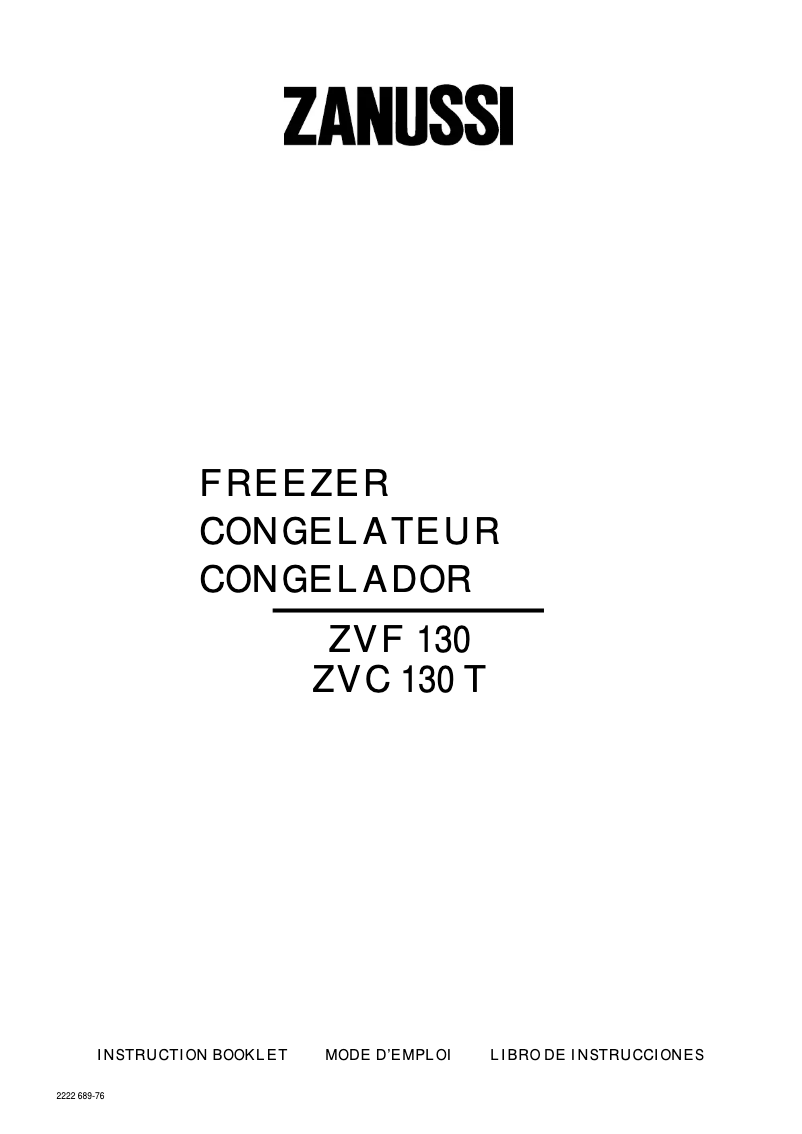 Page n°1 - Manuel utilisateur Zanussi ZVF 130-1