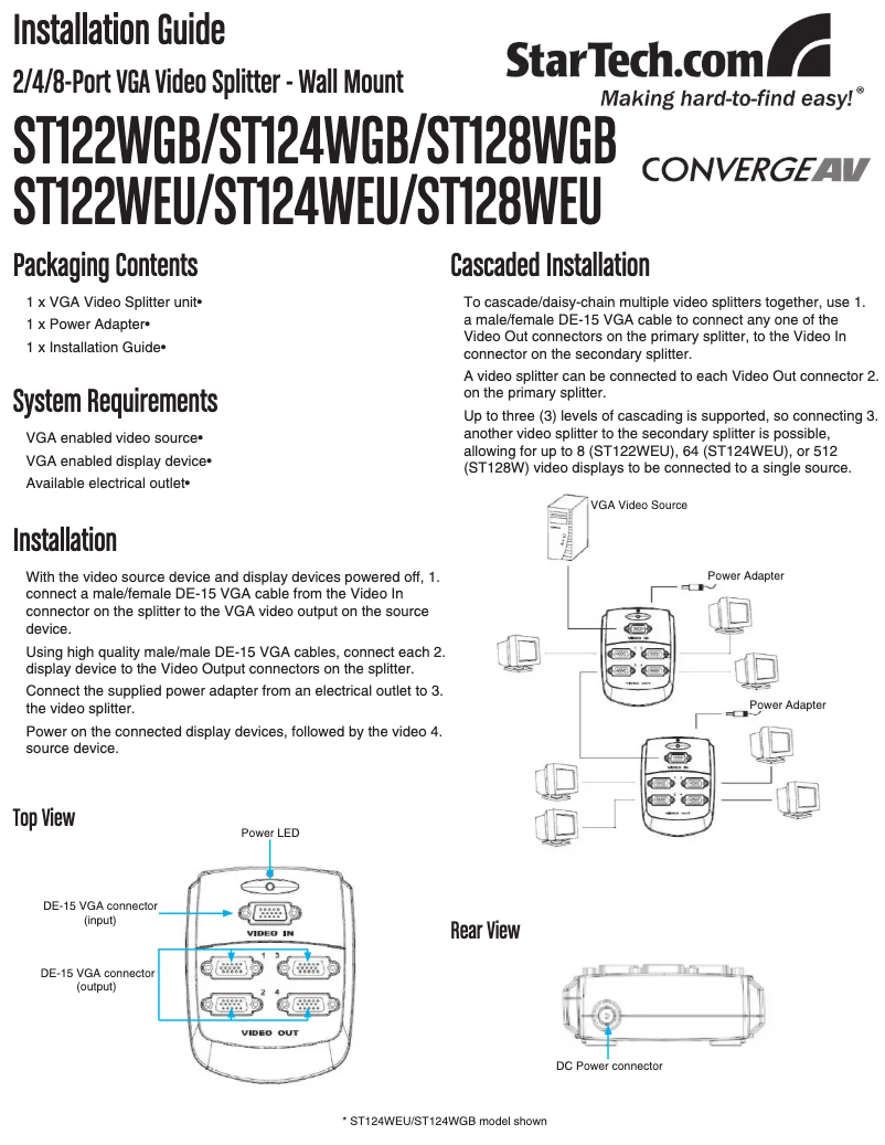 Page n°1 - Manuel utilisateur StarTech.com ST128WGB