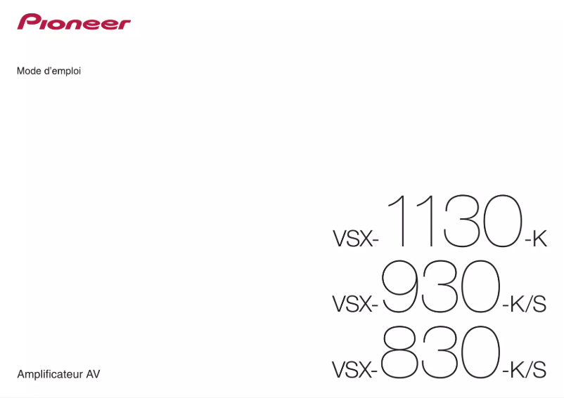 Page n°1 - Manuel utilisateur Pioneer VSX-830-S