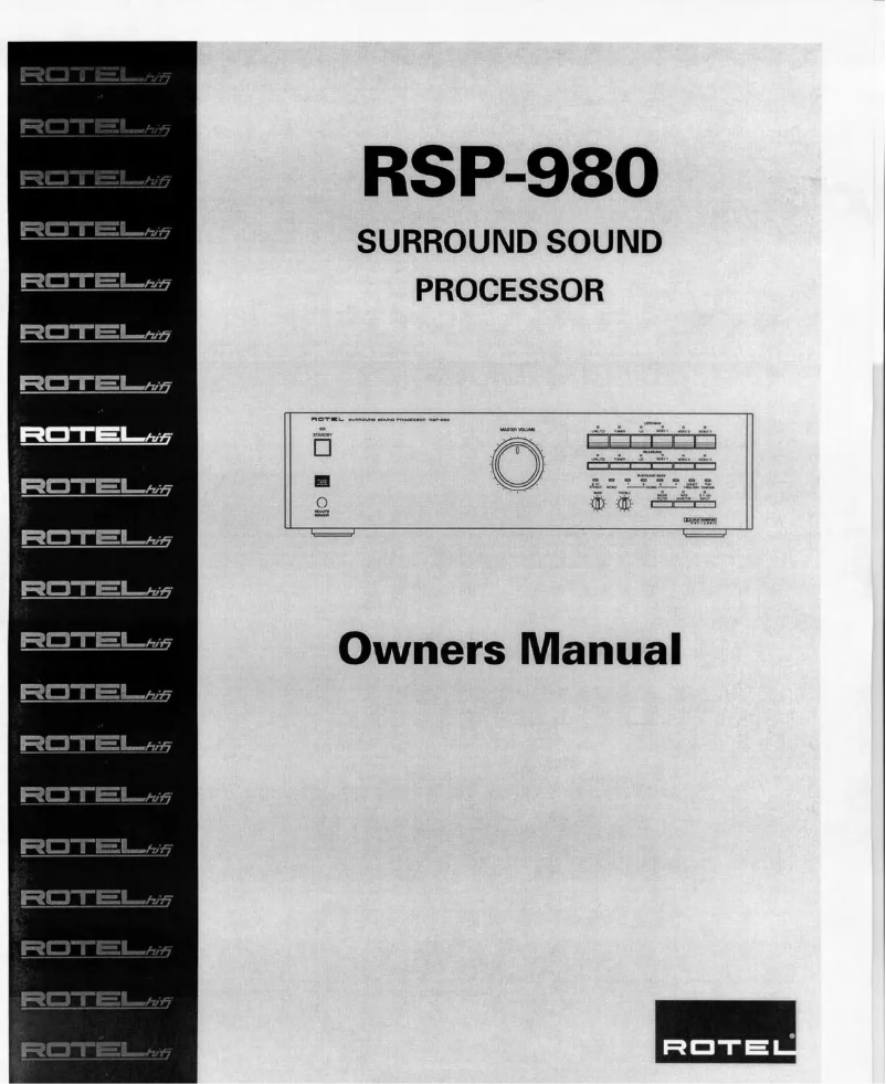 Page n°1 - Manuel utilisateur Rotel RSP-980