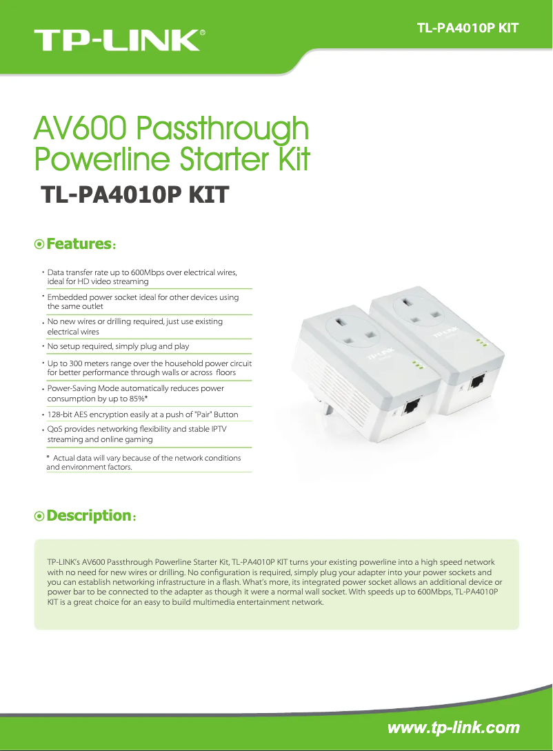Página 1 del manual Manual de usuario TP-Link TL-PA4010P KIT V2.20