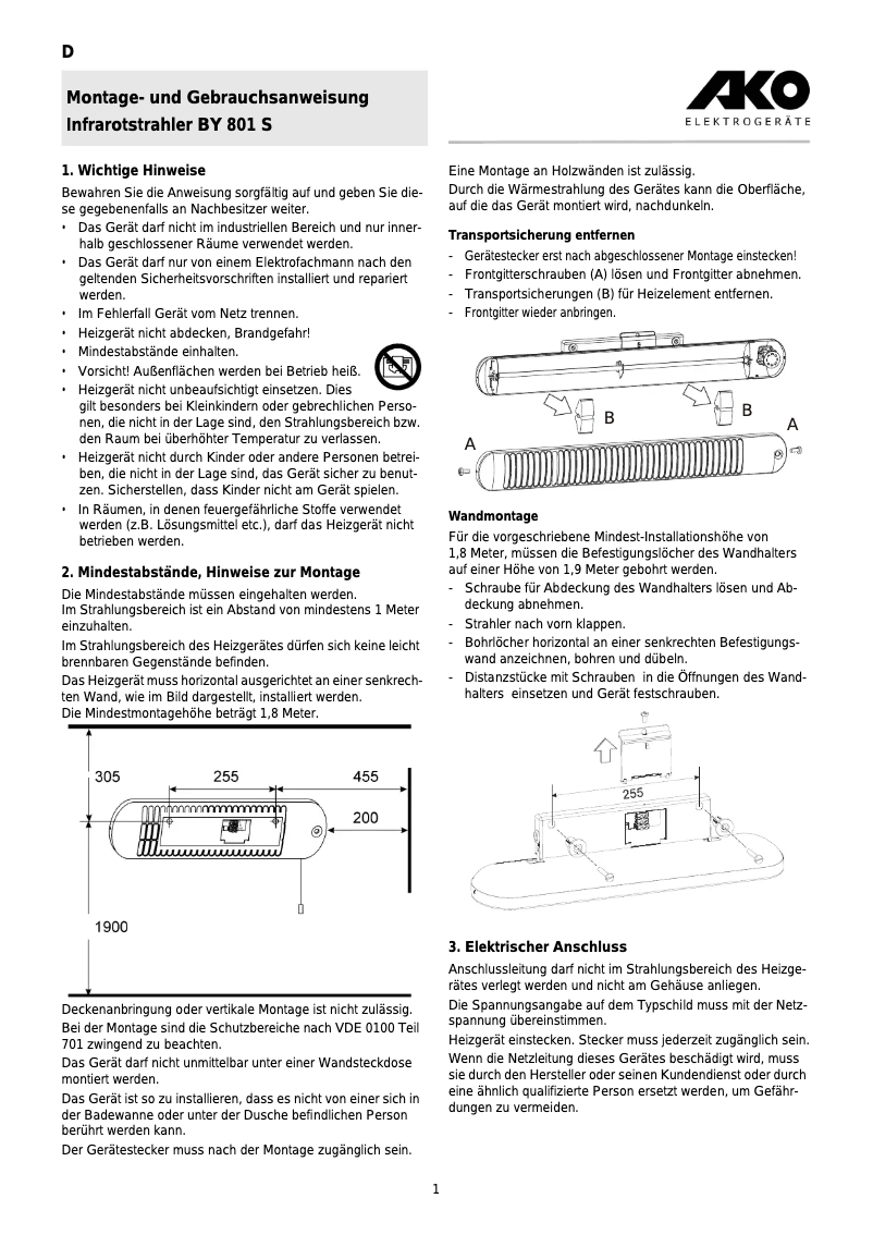 Page 1 de la notice Manuel utilisateur AKO BY 801 S