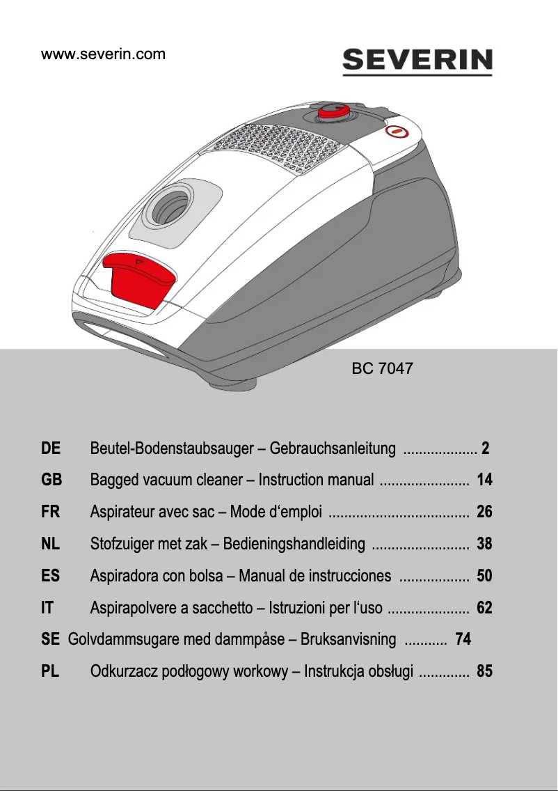 Página 1 del manual Manual de usuario Severin BC 7047