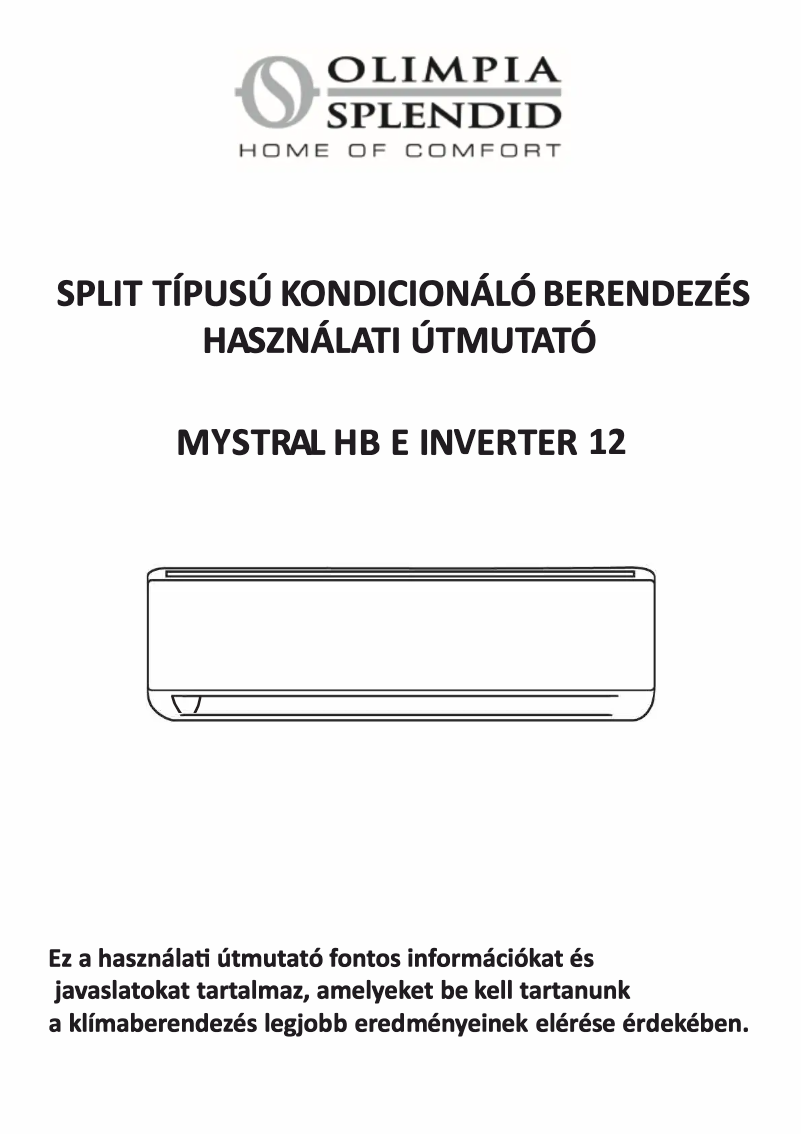 Página 1 del manual Manual de usuario Olimpia Splendid Mystral HB E