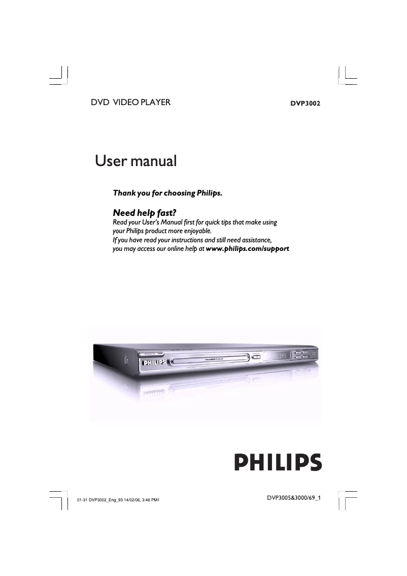 Página 1 del manual Manual de usuario Philips DVP3002
