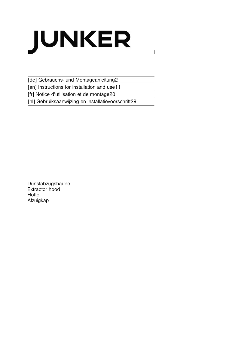 Page n°1 - Manuel utilisateur Junker JD66GW50