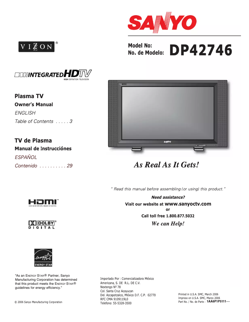 Image de la première page du manuel de l'appareil DP42746