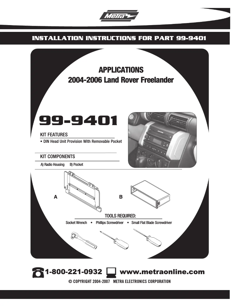 Page n°1 - Manuel utilisateur Metra 99-9401