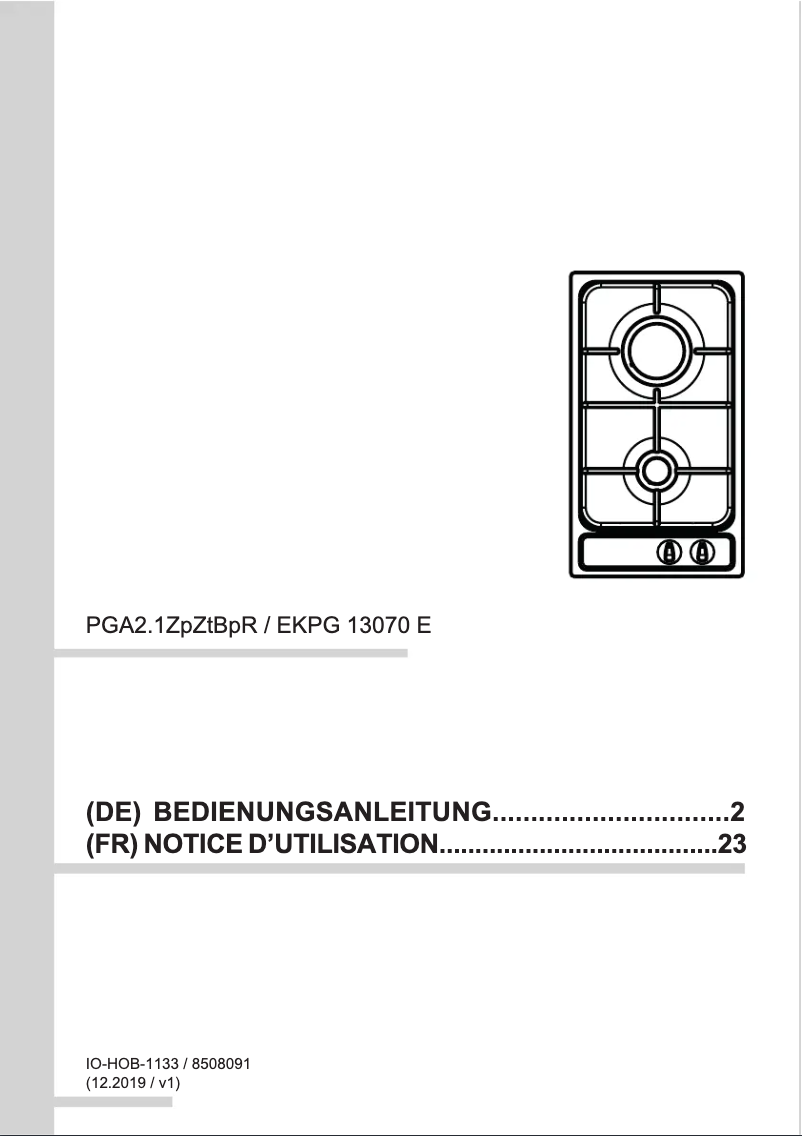 Page 1 of the manual User Manual Amica EKPG 13070 E