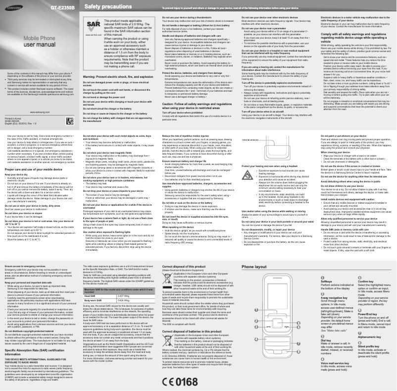 Page n°1 - Manuel utilisateur Samsung E2350