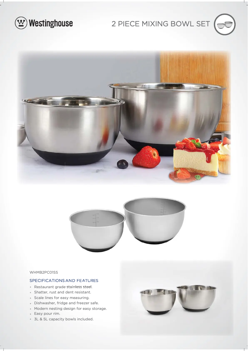 Page 1 de la notice Fiche technique Westinghouse WHMB2PC01SS