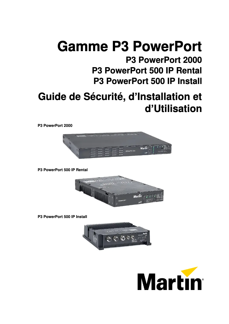 Page 1 de la notice Instructions de sécurité Martin P3 PowerPort 500 IP Install