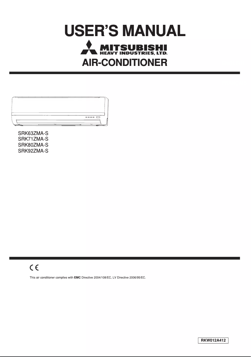 Page 1 de la notice Manuel utilisateur Mitsubishi SRK80ZMA-S