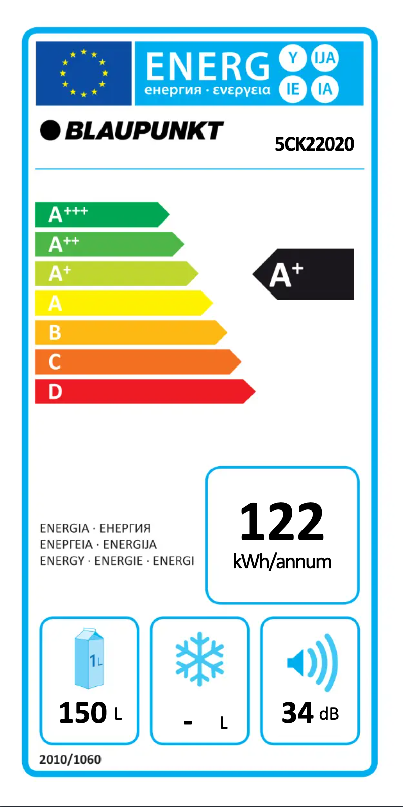 Page n°1 - Label énergétique Blaupunkt 5CK 22020