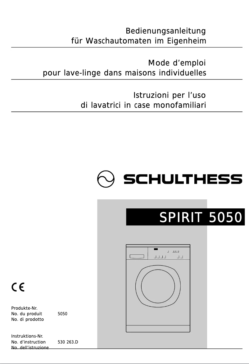 Page 1 de la notice Manuel utilisateur Schulthess Spirit XL 5050