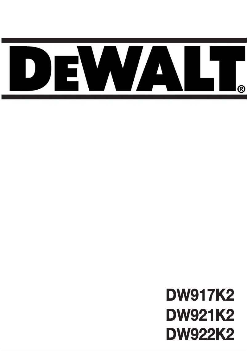 Page n°1 - Manuel utilisateur DeWalt DW917K2
