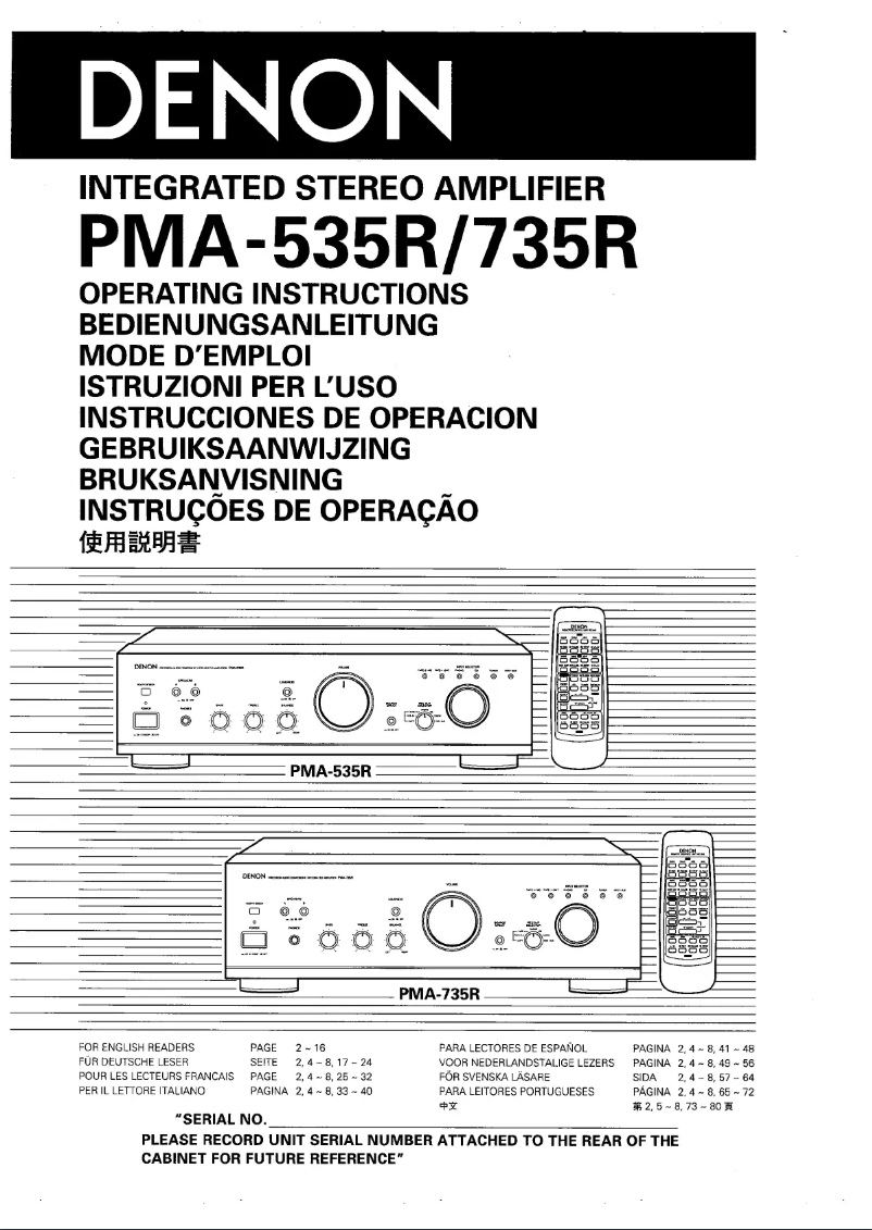 Página 1 del manual Manual de usuario Denon PMA-735R