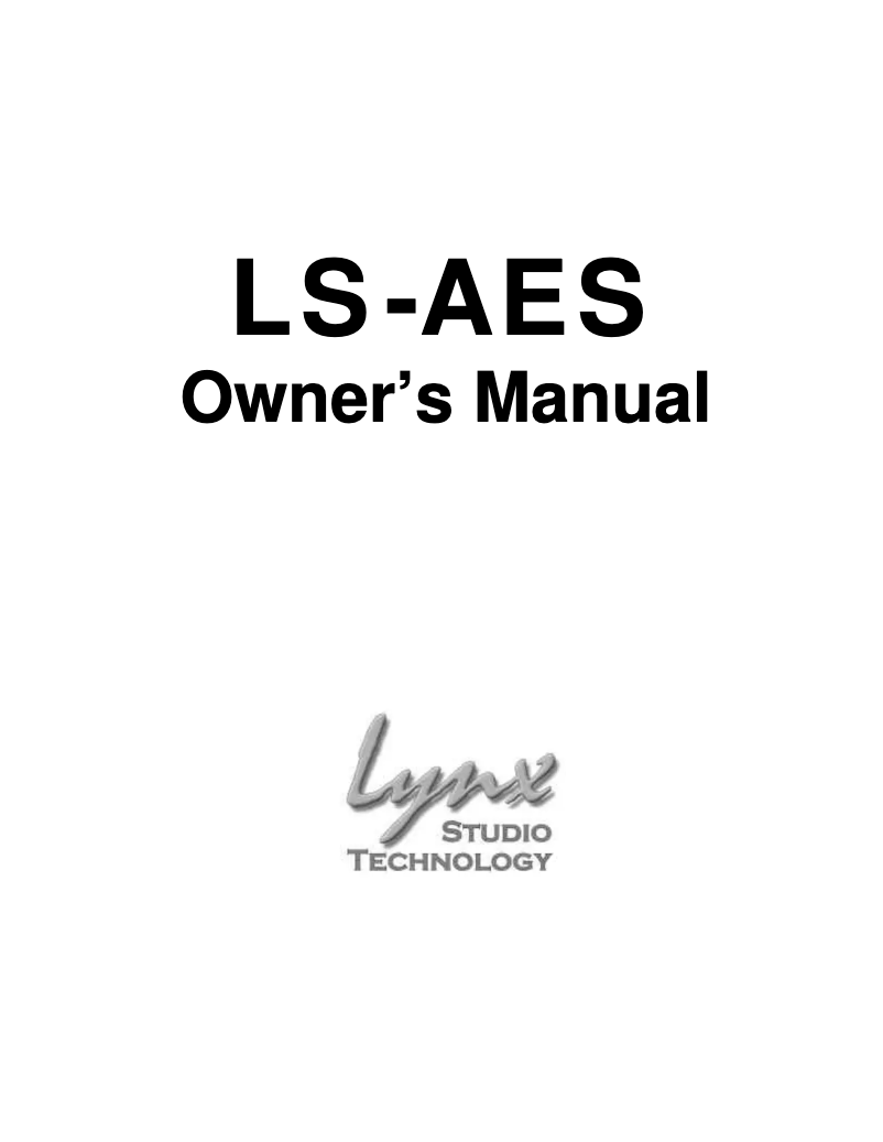 Page 1 de la notice Manuel utilisateur Lynx LS-AES